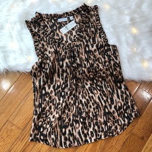 New York & Company animal print sheer blouse Sz S